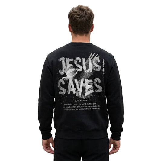 „JESUS SAVES“ Sweatshirt MarketPrint
