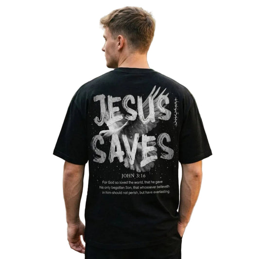 „JESUS SAVES“ Oversized T-Shirt MarketPrint