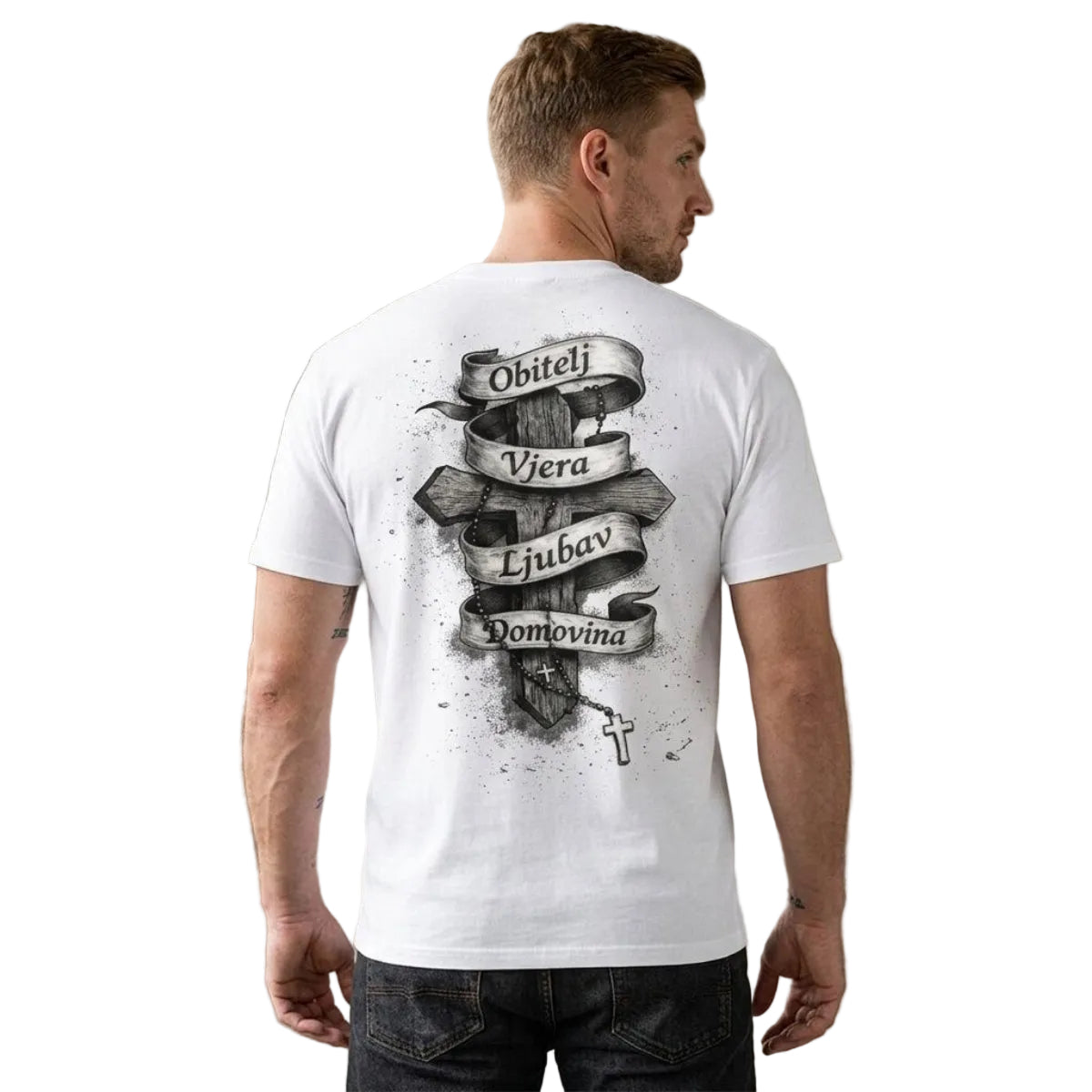 „OBITELJ VJERA LJUBAV DOMOVINA“ Oversized T-Shirt MarketPrint
